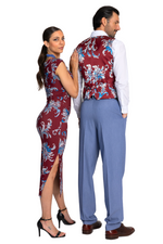 Load image into Gallery viewer, Stone Blue Tango Vest With Paisley Floral Print Back
