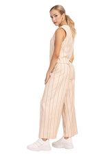 Load image into Gallery viewer, Striped Beige Wrap Women&#39;s Tailored Trousers