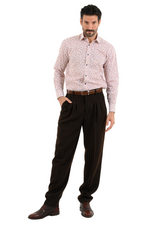 Load image into Gallery viewer, Striped Brown Men&#39;s Tango Pants With Three Pleats
