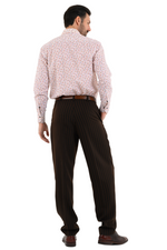 Load image into Gallery viewer, Striped Brown Men&#39;s Tango Pants With Three Pleats
