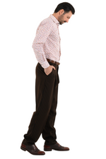 Load image into Gallery viewer, Striped Brown Men&#39;s Tango Pants With Three Pleats
