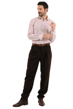 Load image into Gallery viewer, Striped Brown Men&#39;s Tango Pants With Three Pleats
