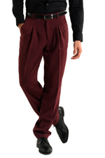 Load image into Gallery viewer, Striped Burgundy Men&#39;s Tango Pants With Three Pleats
