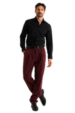 Load image into Gallery viewer, Striped Burgundy Men&#39;s Tango Pants With Three Pleats
