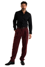 Load image into Gallery viewer, Striped Burgundy Men&#39;s Tango Pants With Three Pleats
