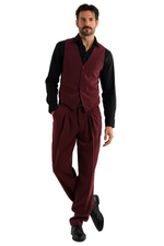 Load image into Gallery viewer, Striped Burgundy Men&#39;s Tango Pants With Three Pleats
