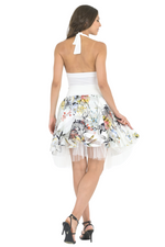 Load image into Gallery viewer, Striped Floral Mesh Tulle Above-Knee Skirt
