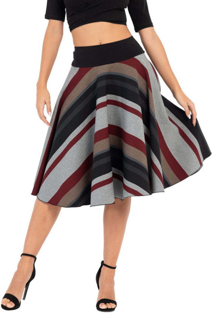 Striped Full Swing Flowing Skirt