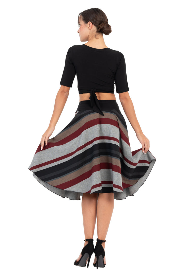 Striped Full Swing Flowing Skirt