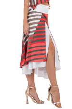 Load image into Gallery viewer, Striped Two-layer Satin Dance Skirt 
