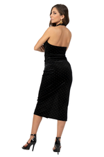 Load image into Gallery viewer, Studded Velvet Midi Pencil Skirt With Right Slit

