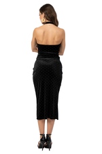 Load image into Gallery viewer, Studded Velvet Midi Pencil Skirt With Right Slit
