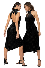 Load image into Gallery viewer, Studded Velvet Tango Dress With Heart Cutout

