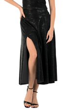 Load image into Gallery viewer, Swing Faux Leather Skirt With Slit