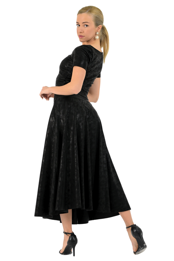 Swing Faux Leather Skirt With Slit