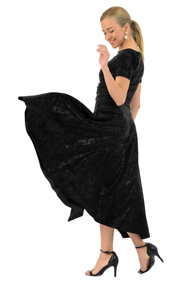 Swing Faux Leather Skirt With Slit