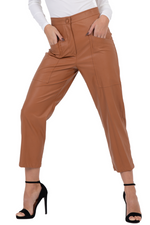 Load image into Gallery viewer, Tan Faux Leather Trousers