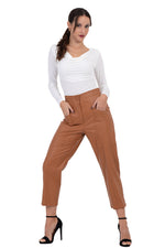 Load image into Gallery viewer, Tan Faux Leather Trousers