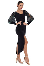 Load image into Gallery viewer, Tango Top With Mesh Sparkling Detailed Sleeves