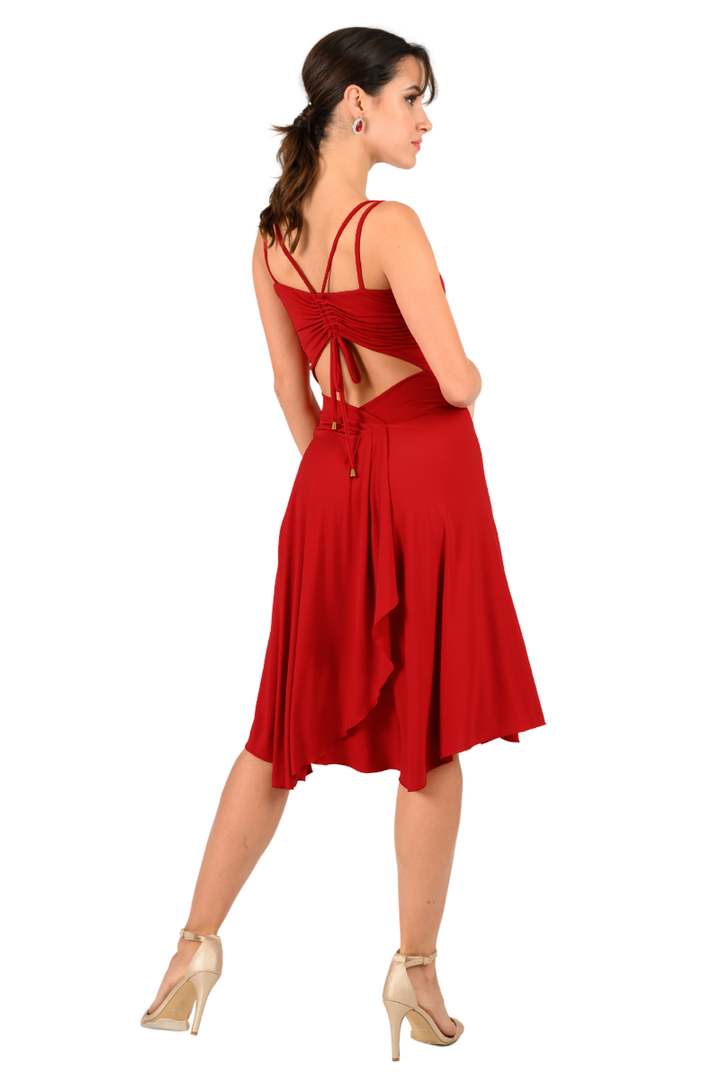 red salsa dance dresses Tango Dress With Back Draping
