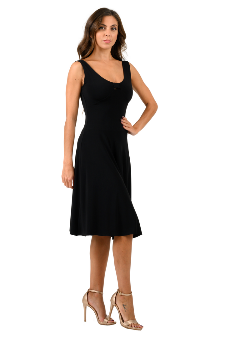 Tango Dress With Low Bow Back Design & Keyhole Cutout