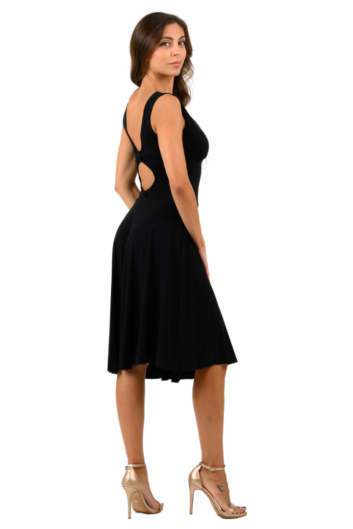 Tango Dress With Low Bow Back Design & Keyhole Cutout