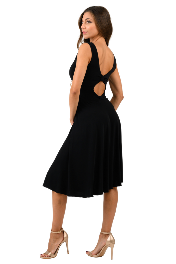 Tango Dress With Low Bow Back Design & Keyhole Cutout
