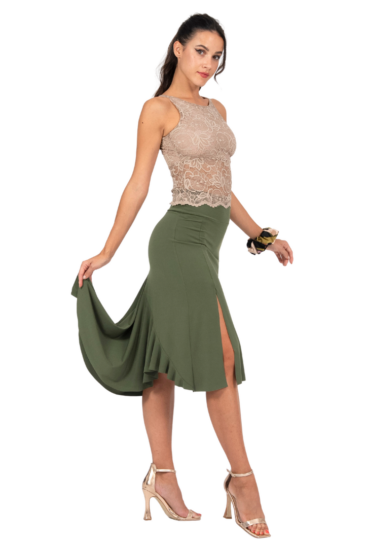 Tango Skirt With Ruffled Long Back Tail