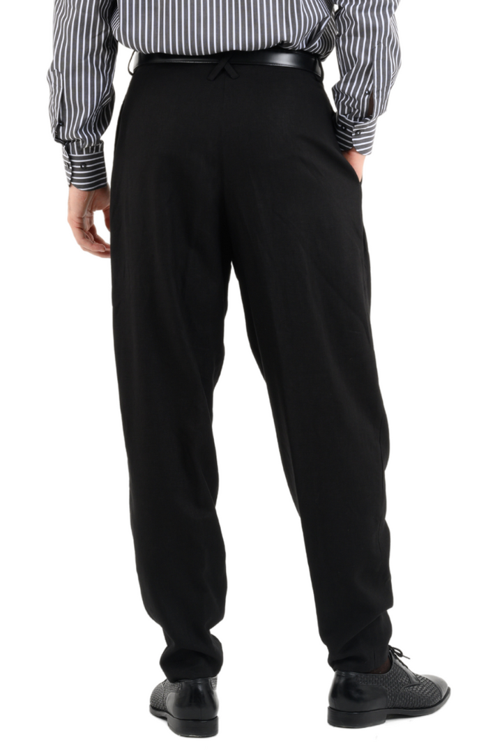 Tapered Black Tango Trousers With Two Inverted Pleats