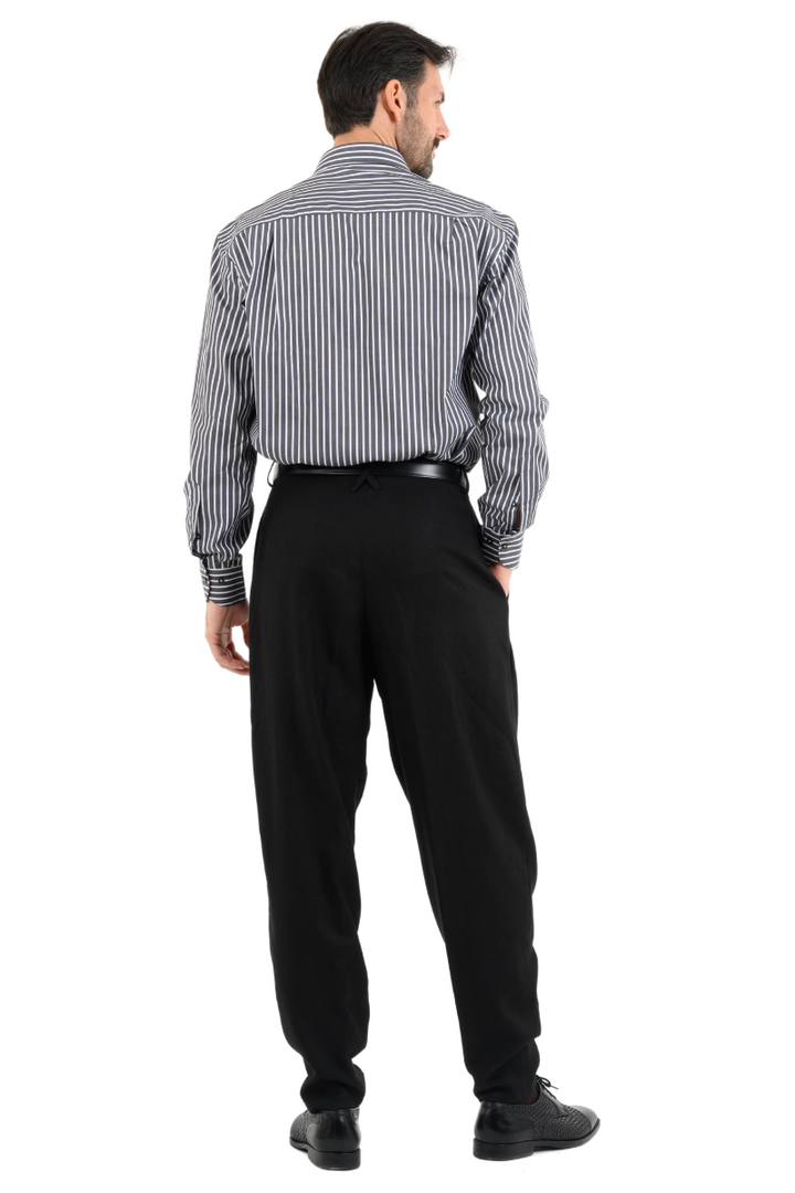 Tapered Black Tango Trousers With Two Inverted Pleats