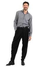 Load image into Gallery viewer, Tapered Black Tango Trousers With Two Inverted Pleats
