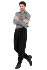 Load image into Gallery viewer, Tapered Black Tango Trousers With Two Inverted Pleats
