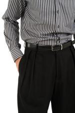 Load image into Gallery viewer, Tapered Black Tango Trousers With Two Inverted Pleats
