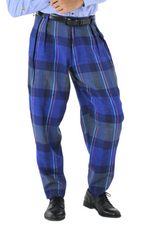 Load image into Gallery viewer, Tapered Blue Checkered Tango Pants With Two Inverted Pleats

