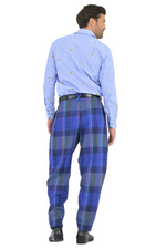 Load image into Gallery viewer, Tapered Blue Checkered Tango Pants With Two Inverted Pleats
