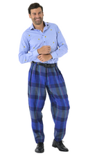 Load image into Gallery viewer, Tapered Blue Checkered Tango Pants With Two Inverted Pleats
