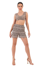 Load image into Gallery viewer, Taupe Lace Crop Top