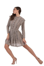 Load image into Gallery viewer, Taupe Lace Mini Dress With Long Sleeves