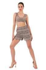 Load image into Gallery viewer, Taupe Lace Dance Shorts