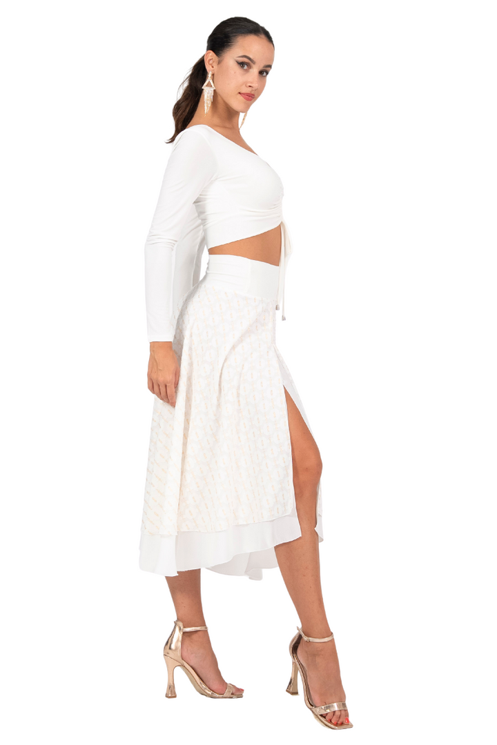 Floral Jacquard Two-layer Dance Skirt