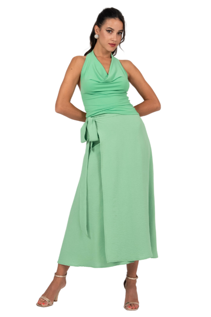 Textured Crepe Wrap Dance Skirt