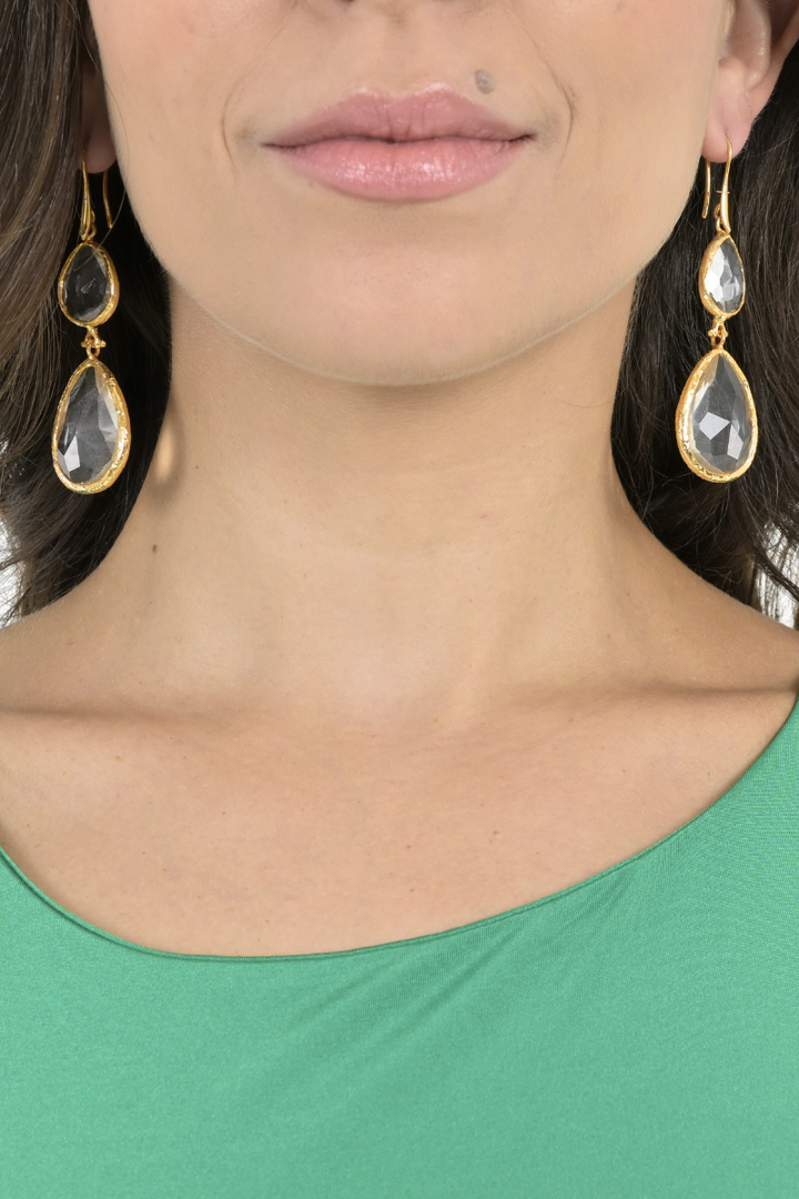 Thalia Clear Gold Tango Earrings