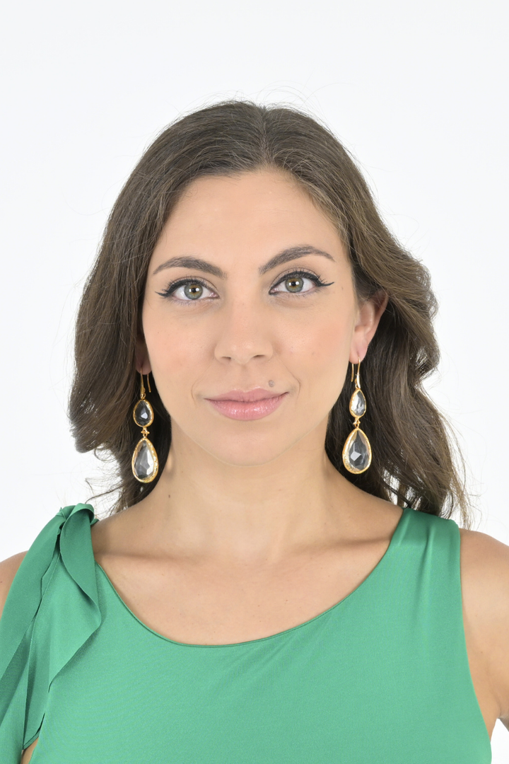 Thalia Clear Gold Tango Earrings