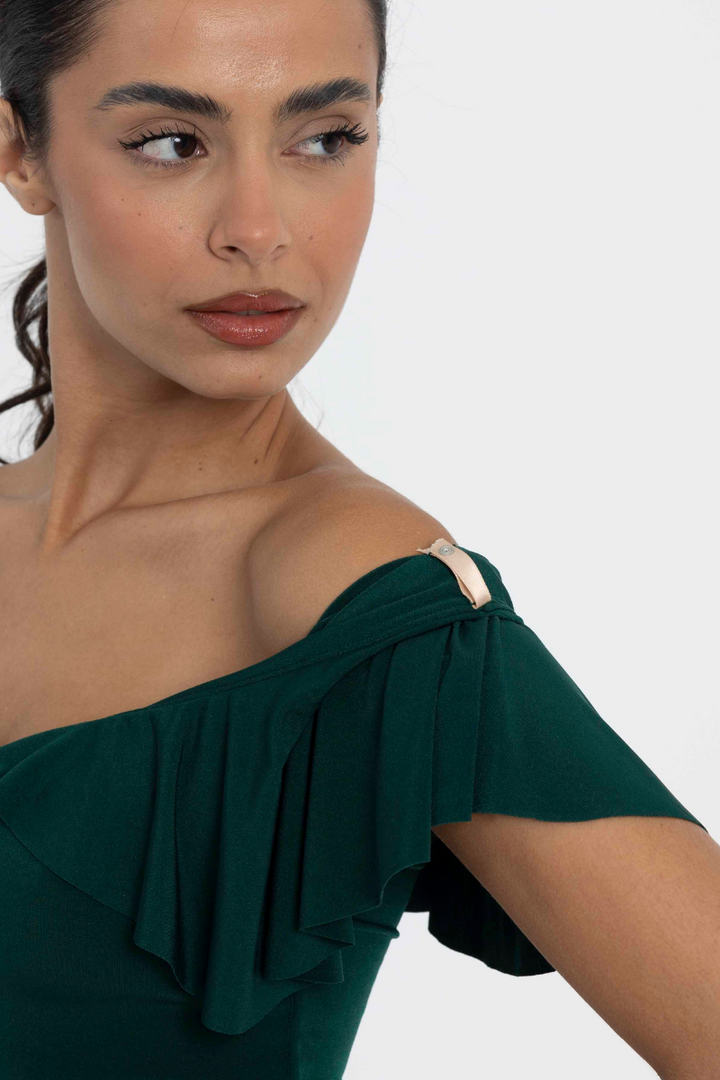 Tango Top With Ruffled Sleeves (L) (Forest Green)