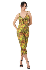 Load image into Gallery viewer, Tropical Palm Leaf Print Sleeveless Front Tie Jumpsuit