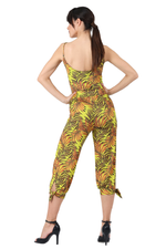 Load image into Gallery viewer, Tropical Palm Leaf Print Sleeveless Front Tie Jumpsuit