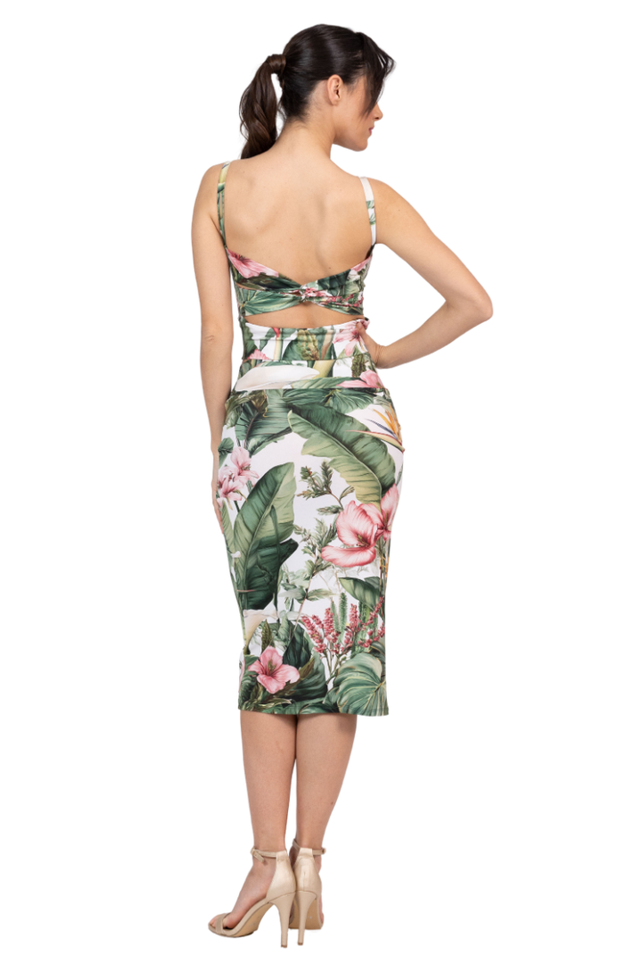 Tropical Paradise Crop Top With Low Twist Back
