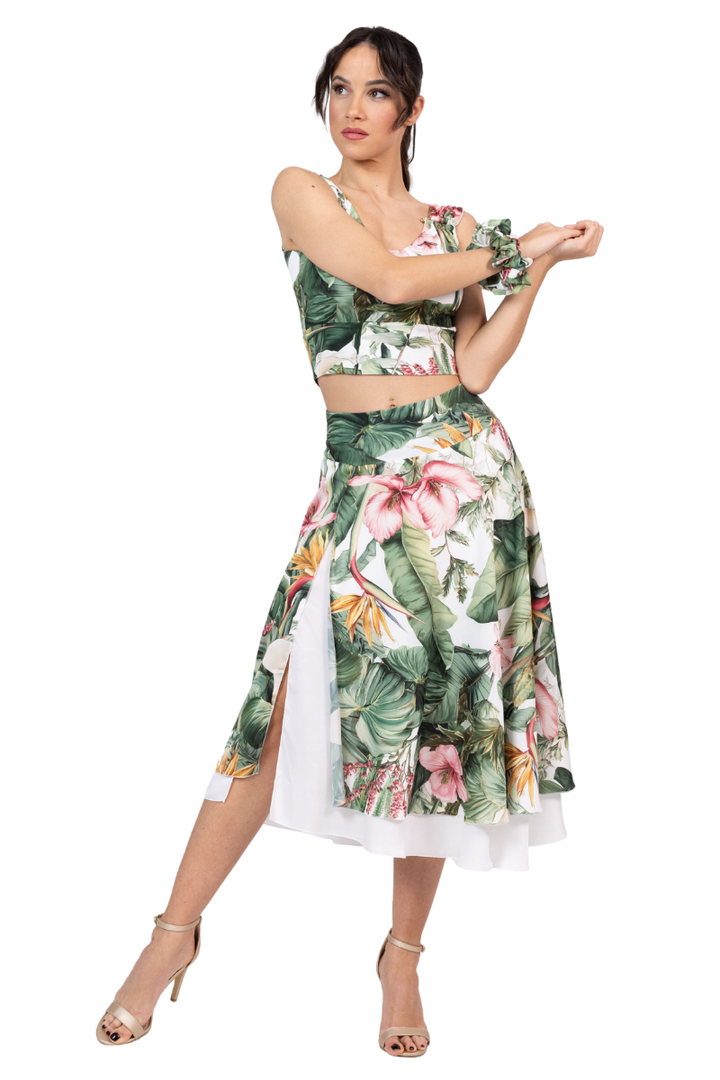 Tropical Paradise Two-layer Satin Dance Skirt
