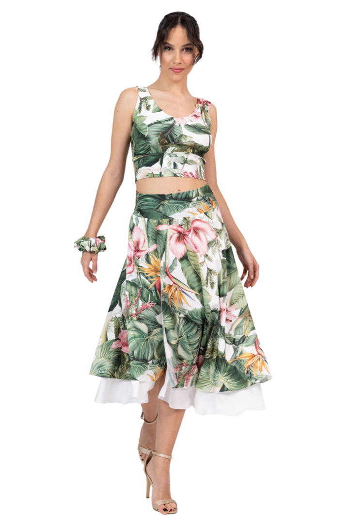 Tropical Paradise Two-layer Satin Dance Skirt