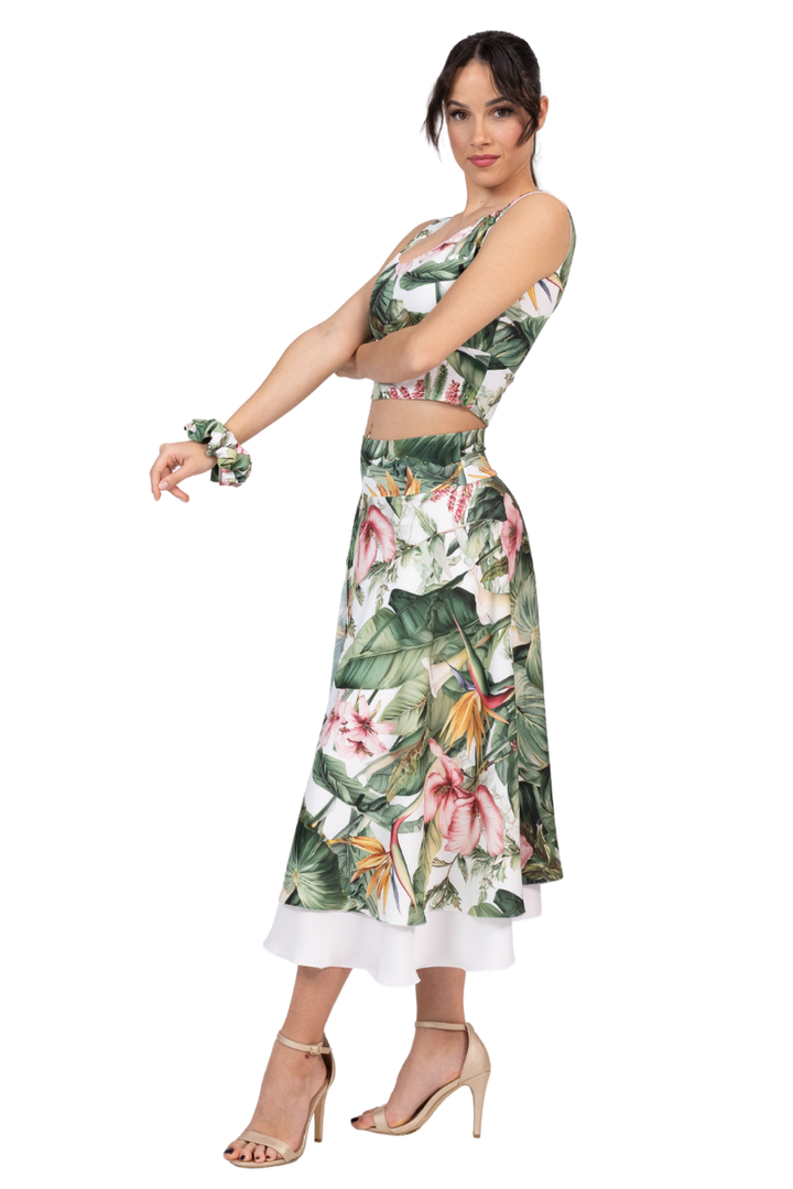 Tropical Paradise Two-layer Satin Dance Skirt